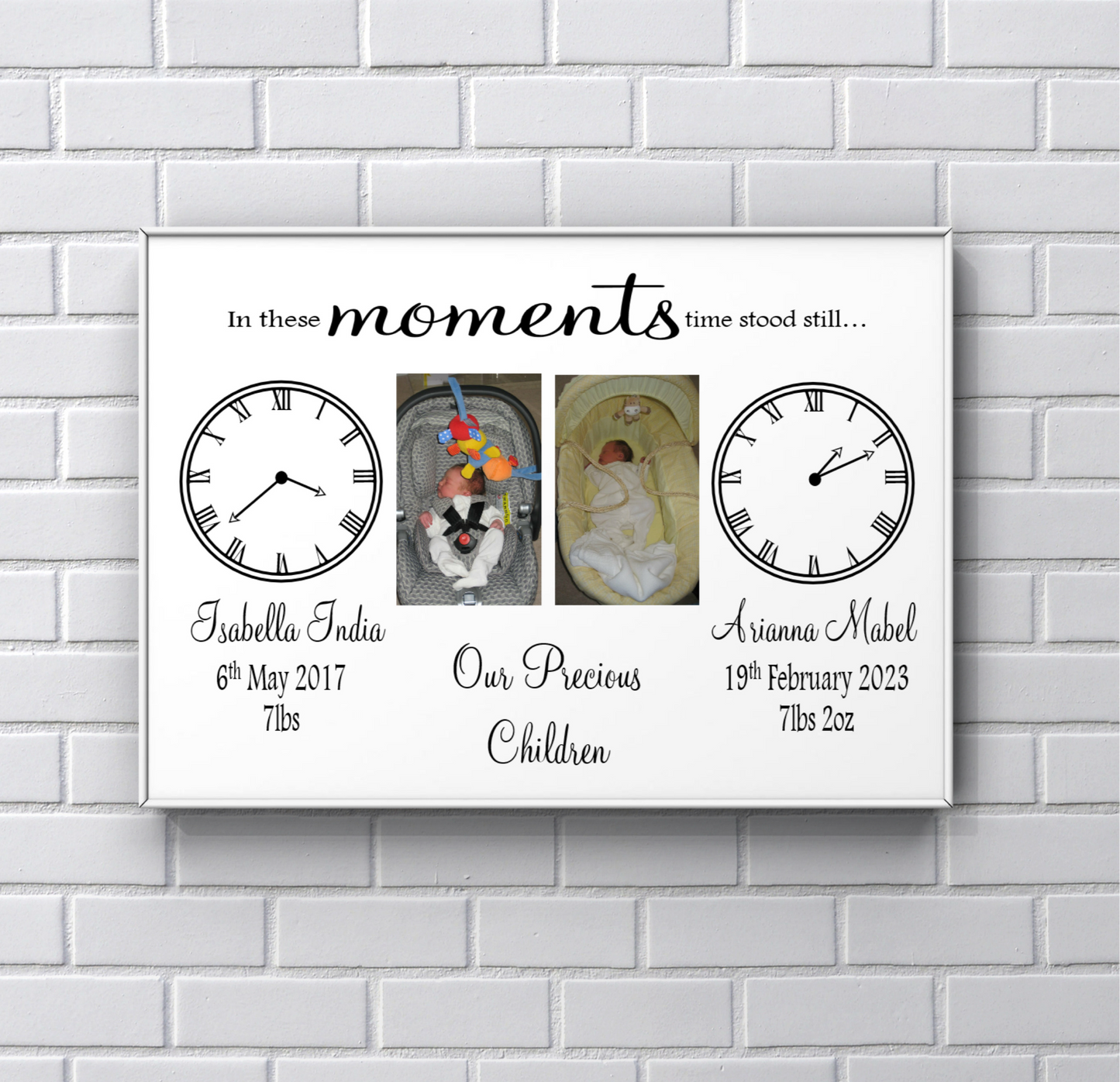 Nursery Print - Personalised Newborn baby Print 'In these moments time stood still'