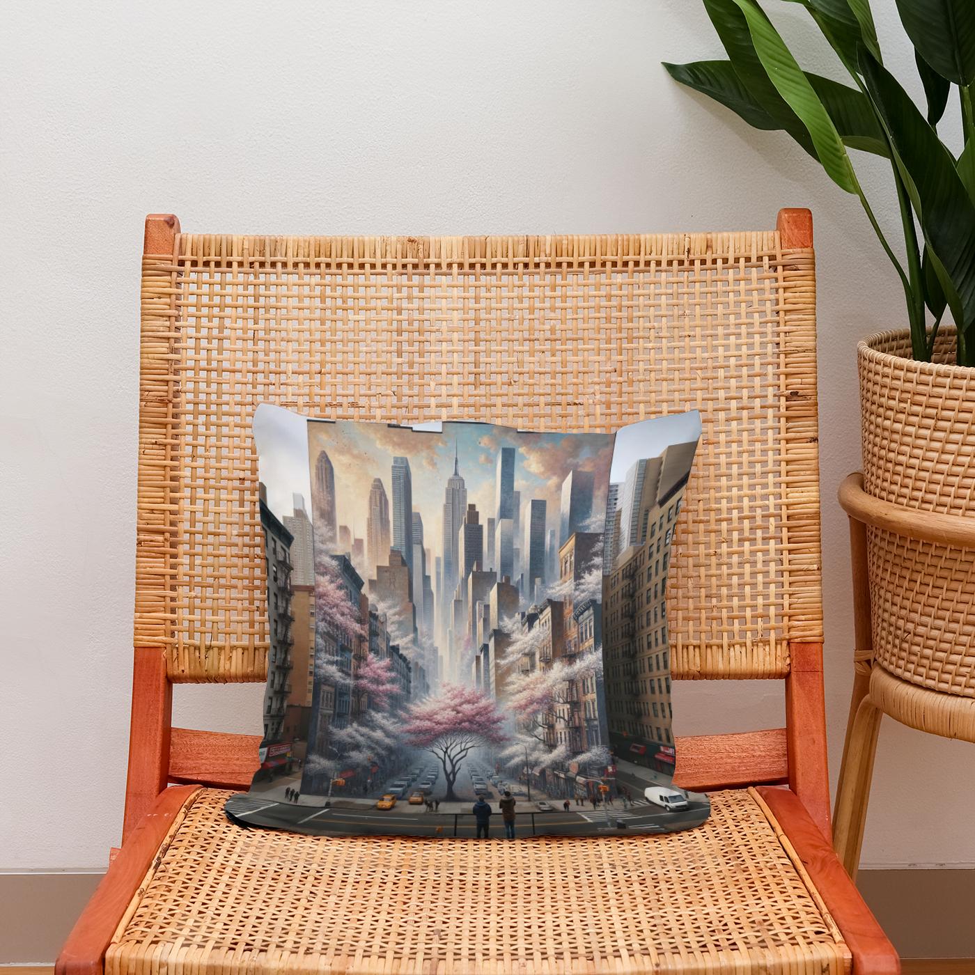 Skyline Blossoms Cotton Cushion
