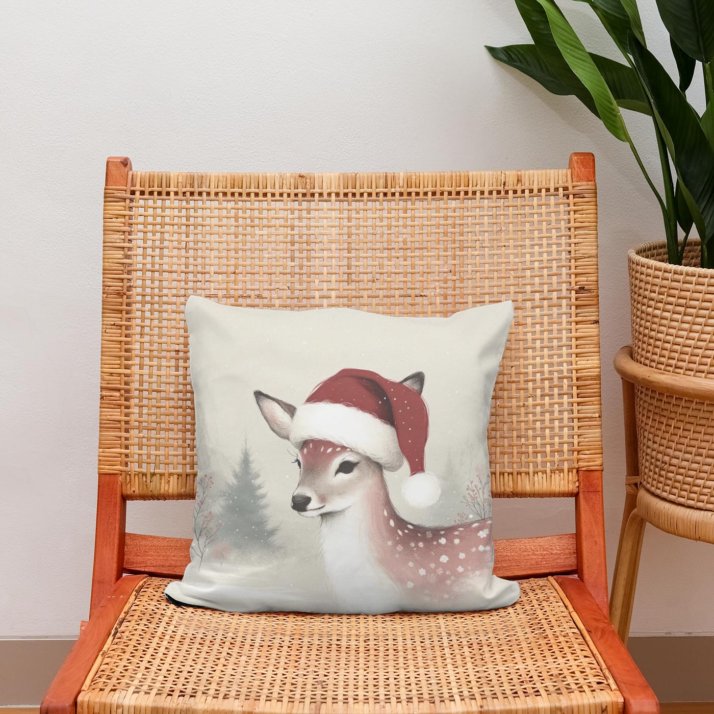 Pastel Holiday Deer Cotton Cushion