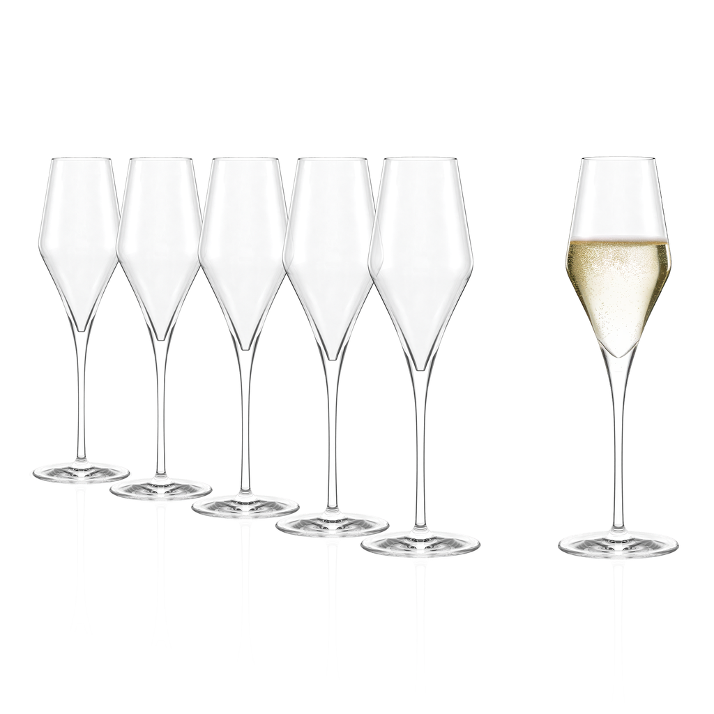 Stolzle Lausitz Quatrophil Glass Champagne Flutes - 290ml - Set of 6