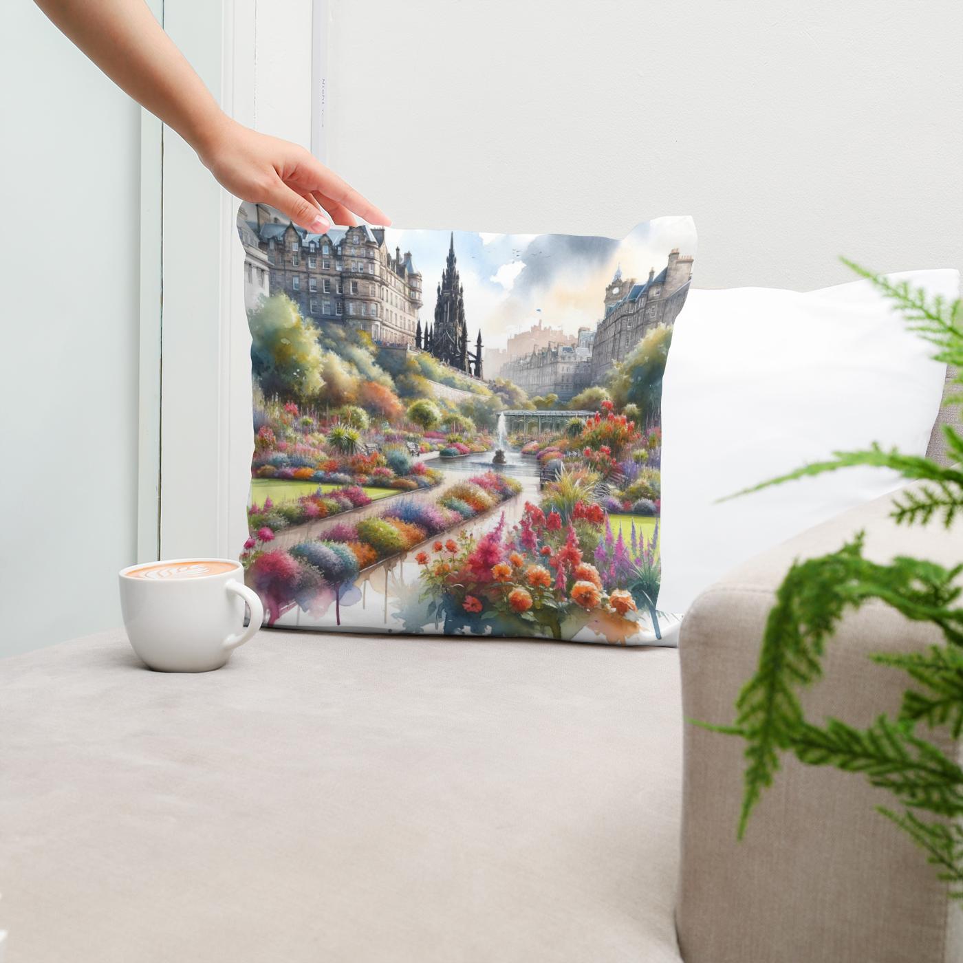 Edinburgh Princes Street Gardens Bloom Cotton Cushion