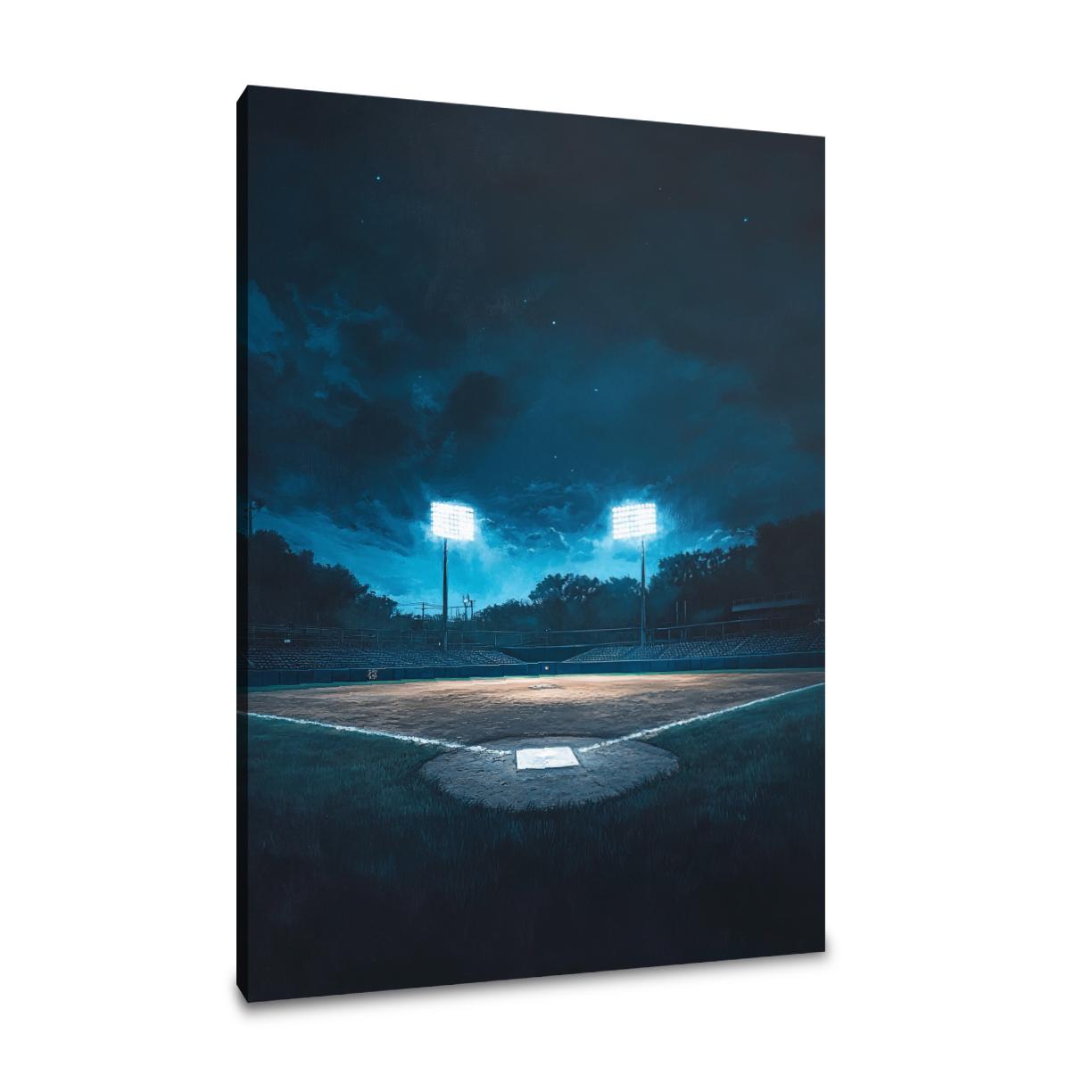Baseball Field at Night Canvas