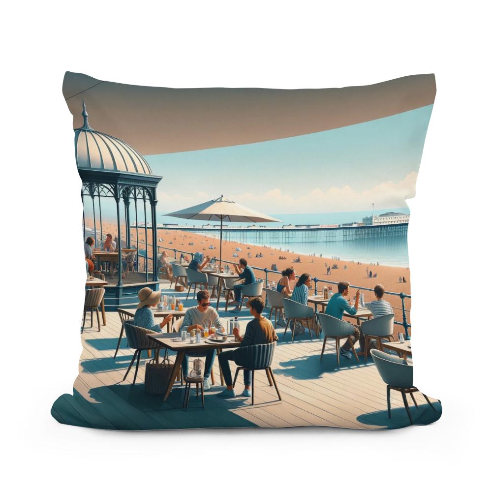 Contemporary Brighton Café Cotton Cushion