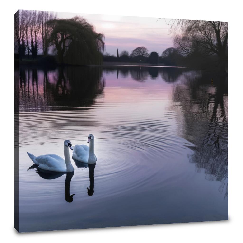 Twilight Swans Canvas