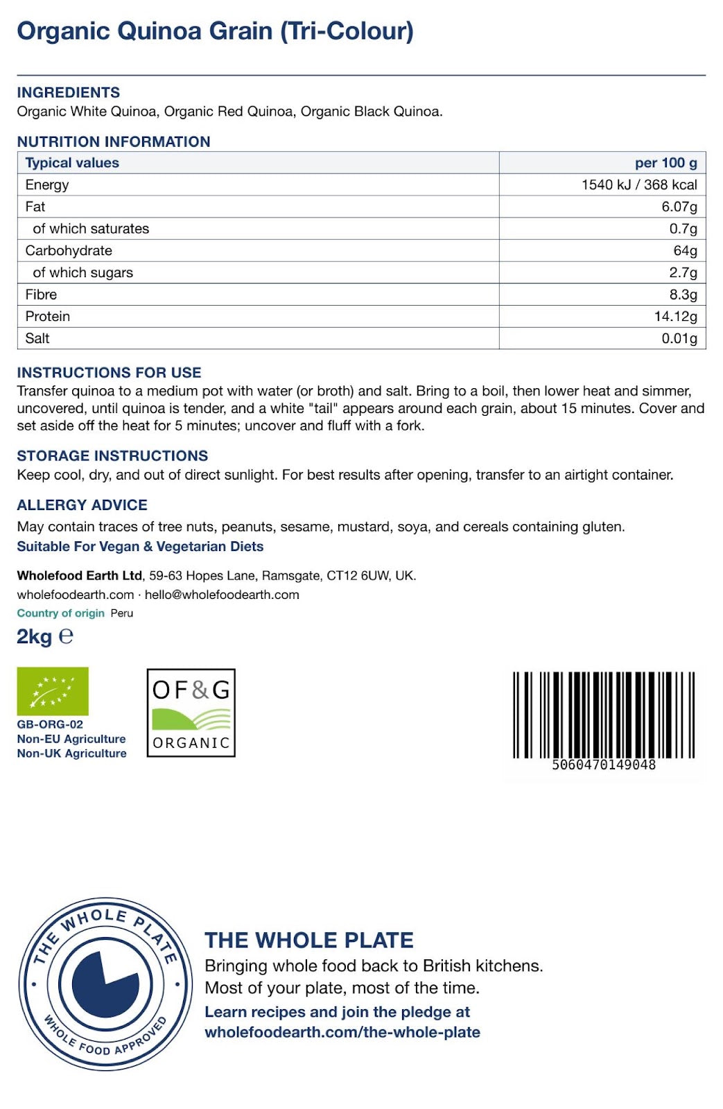 Organic Quinoa Grain (Tri - Colour)