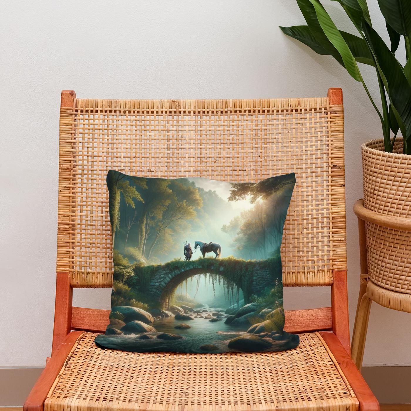 Forest Bridge Cotton Cushion