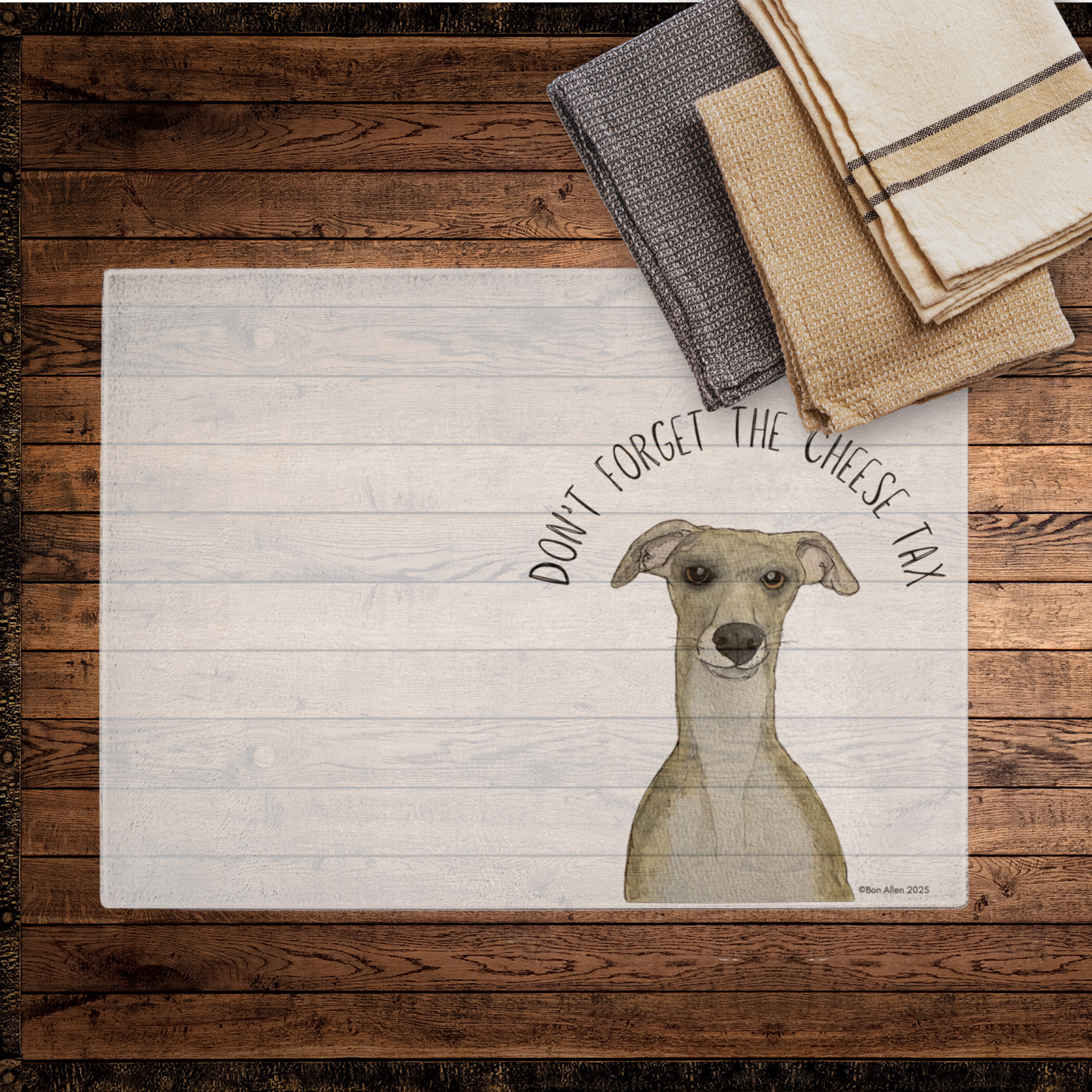 Whippet Cheese Tax Chopping Board – Pay Up, Human!