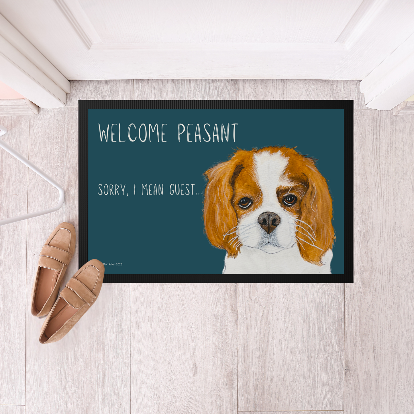 Royal Entry Only: Cavalier King Charles Spaniel Doormat – ‘Welcome Peasant’ Edition