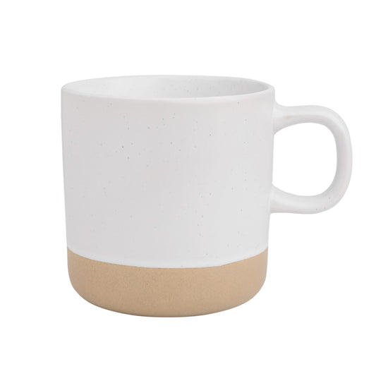 Ceramic Coffee Mug - White Speckled Stoneware 355ml