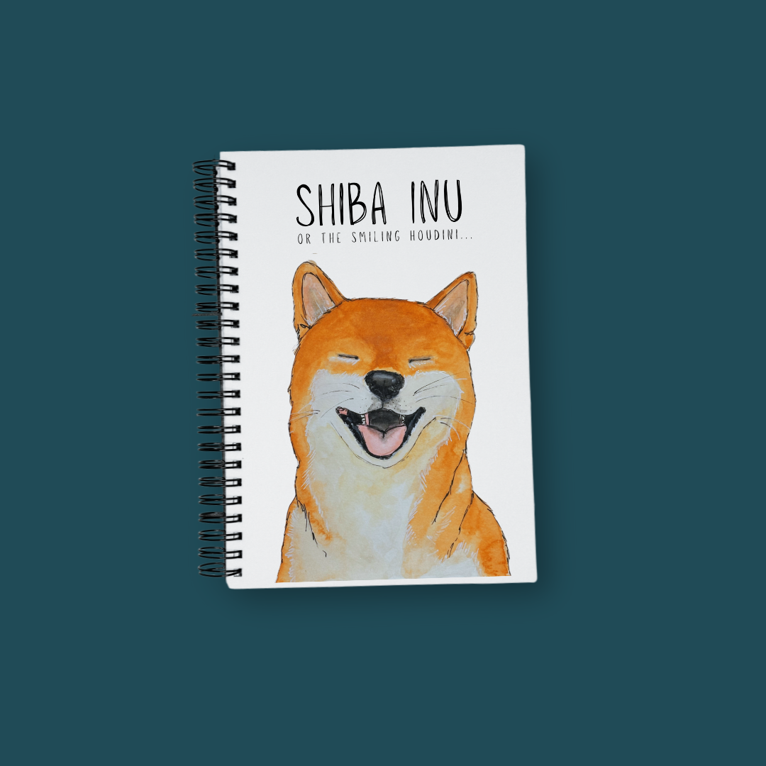 “Plotting My Escape” – Shiba Inu Fabric Notebook