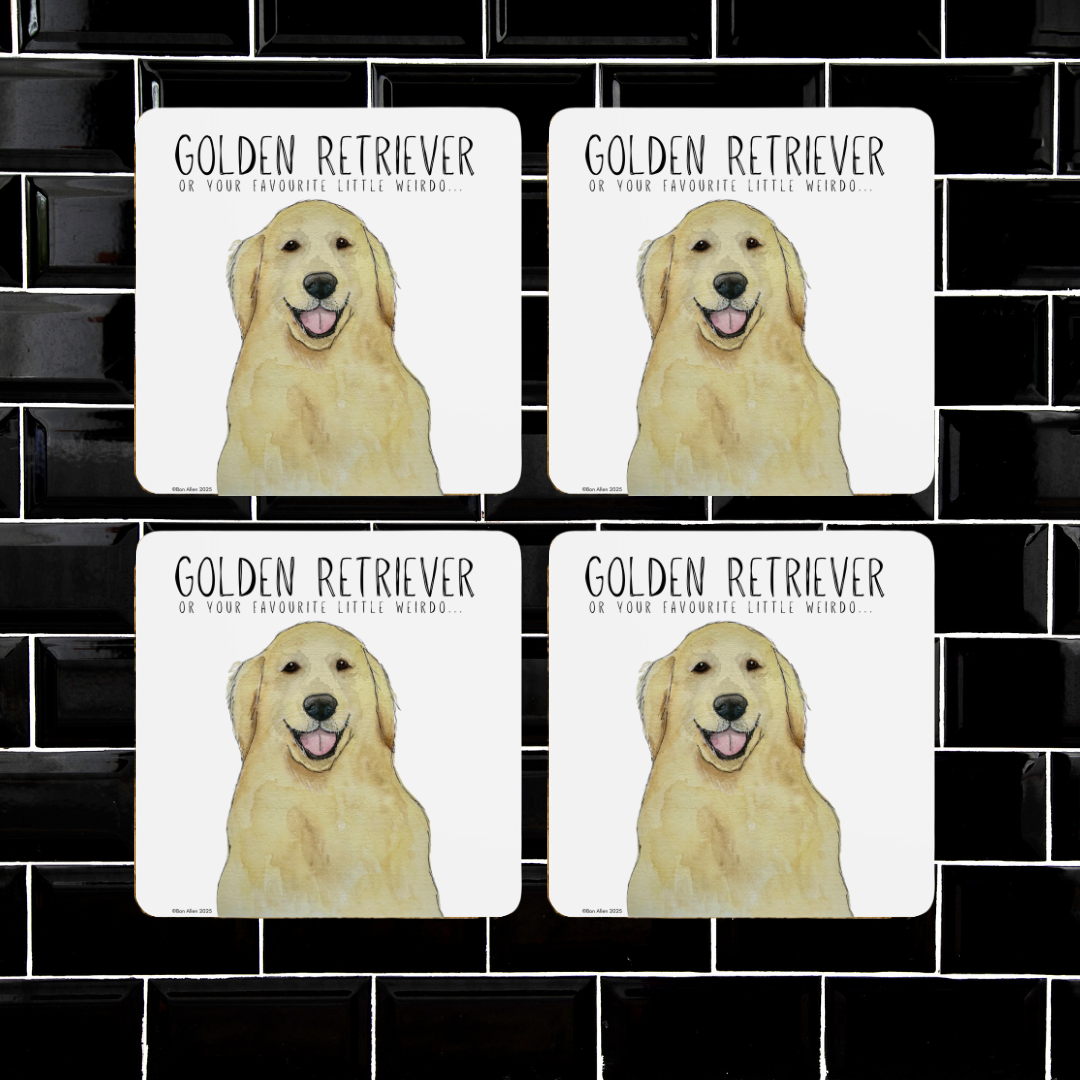 Golden Retriever Coasters – The Ultimate Goofy Sidekick for Your Drinks!