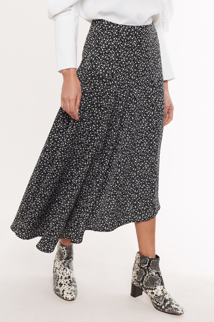 Carole Night Flower Asymmetric Midi Skirt