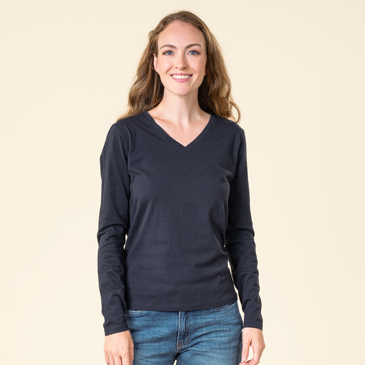 Organic Long Sleeve V-neck: Womens