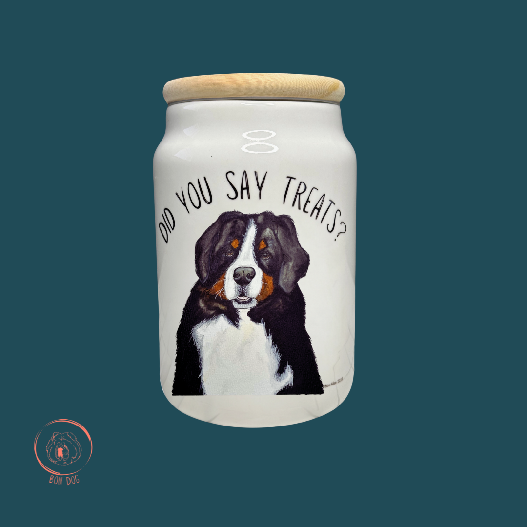 Bernese Mountain Dog Ceramic Treat Jar – Keep the Treats Safe!