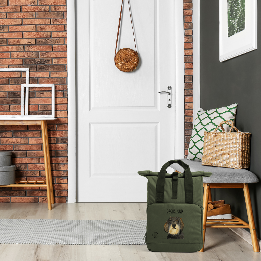 Wire Haired Dachshund Roll-Top Backpack – Small Dog, Big Adventure!