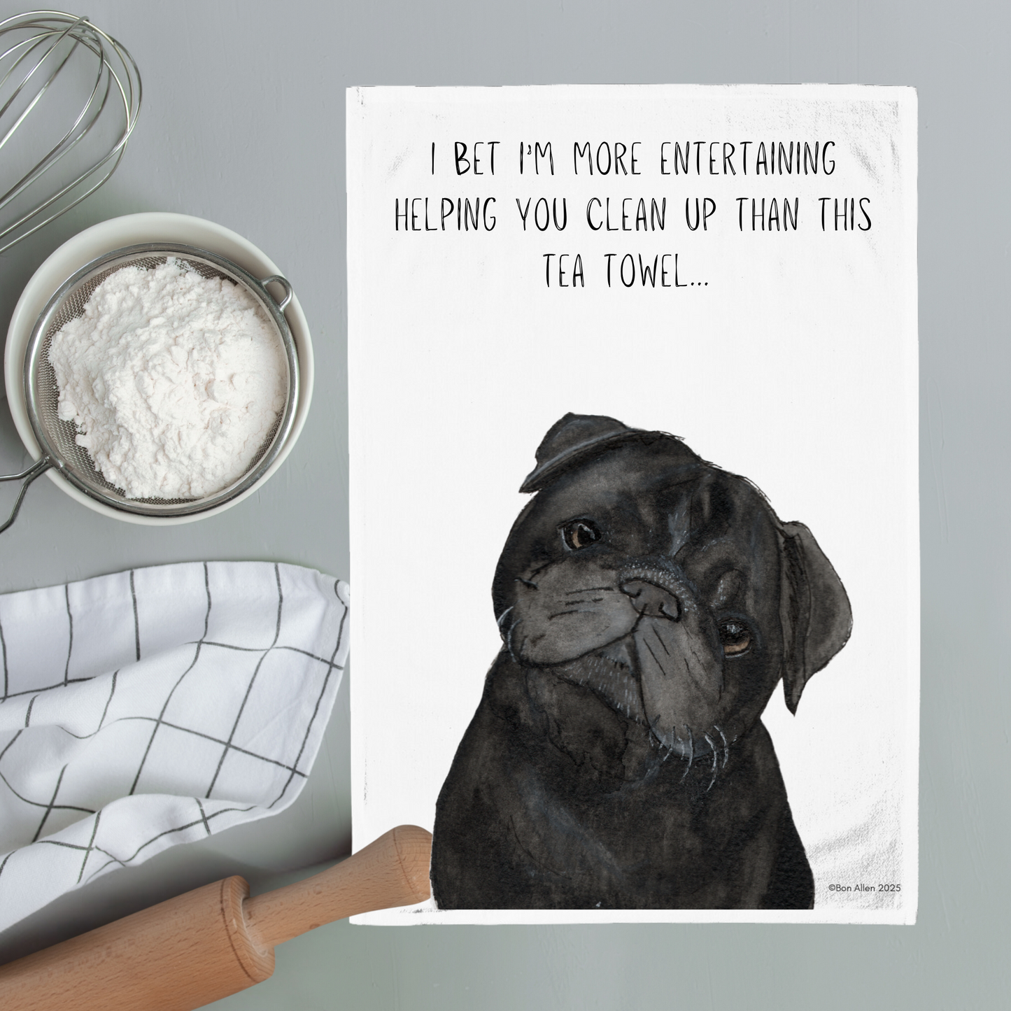 Wipe in Style – Pug Power Tea Towel for Your Kitchen!