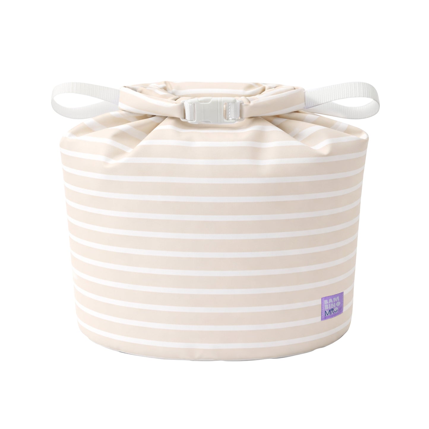 Stay-At-Home Waterproof Wet Nappy Bag in Neutral Stripe