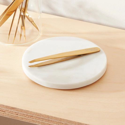 Gold Angled Luxury Precision Brow Tweezers - Boxed
