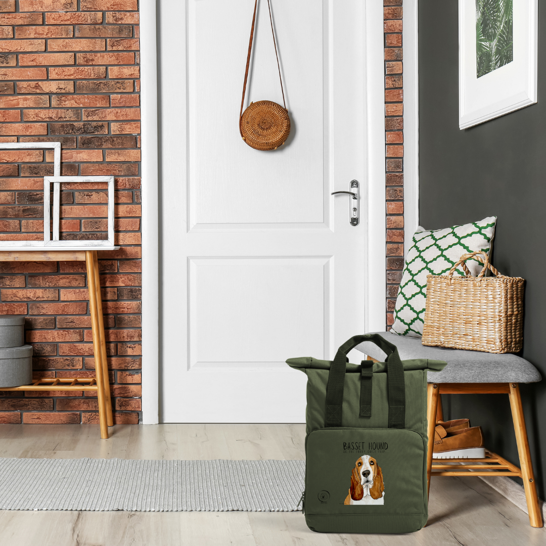 Basset Hound Roll-Top Backpack: Stylish, Sustainable, and Guilt-Trip Approved!