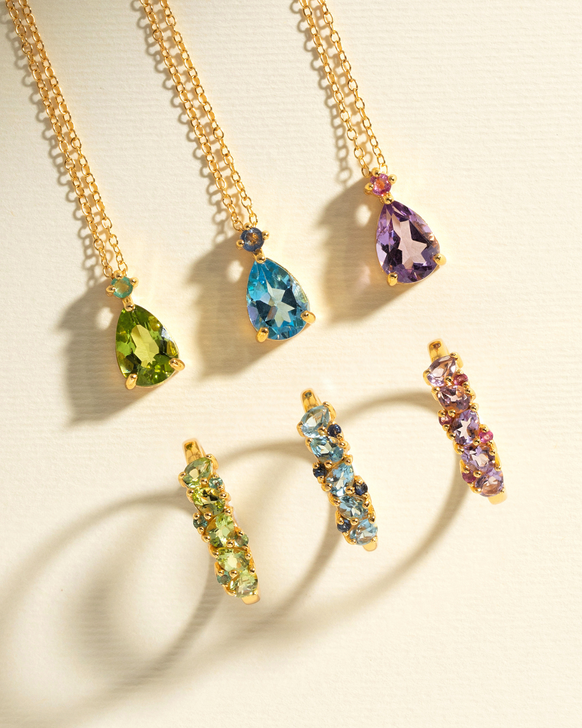 Blue Sapphire & Blue Topaz Pear Cut Pendant Necklace in 18k Gold Vermeil