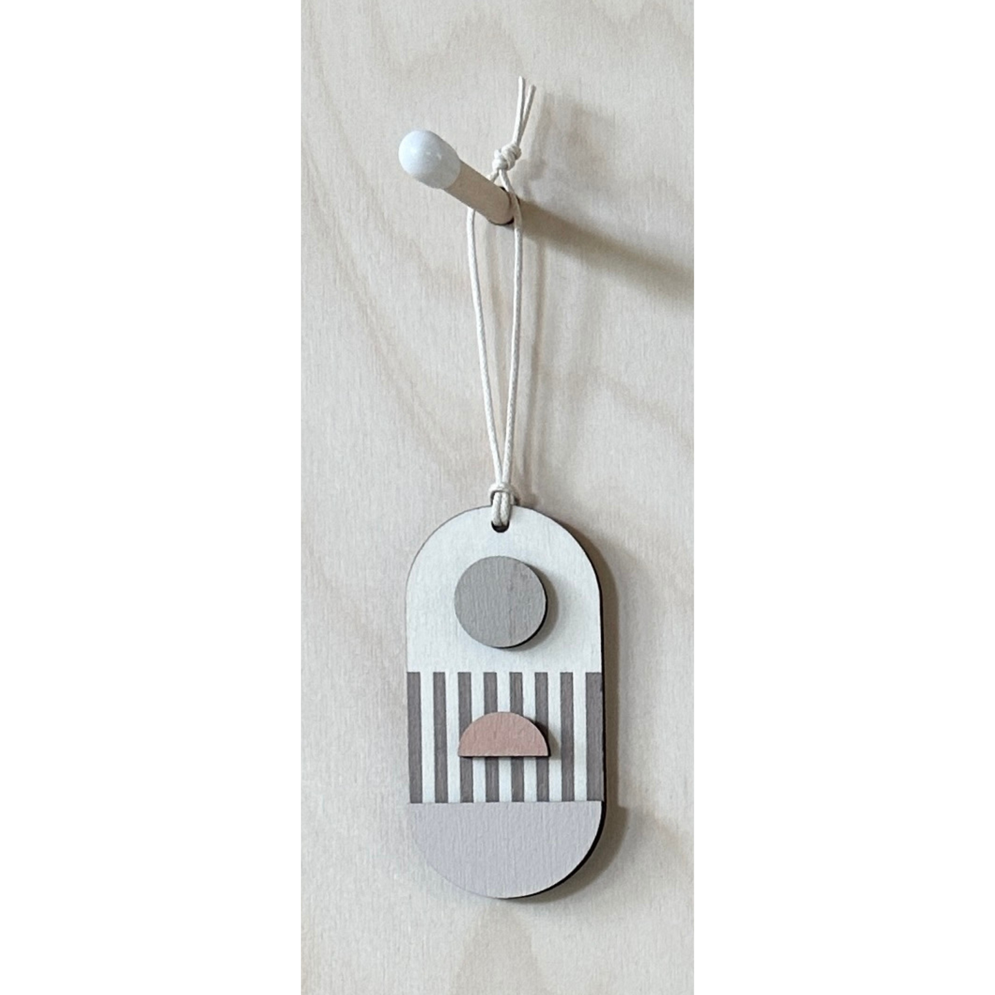 Mini Mid-Century Wall Art - Little Wooden Decoration - Pink & Natural Decor