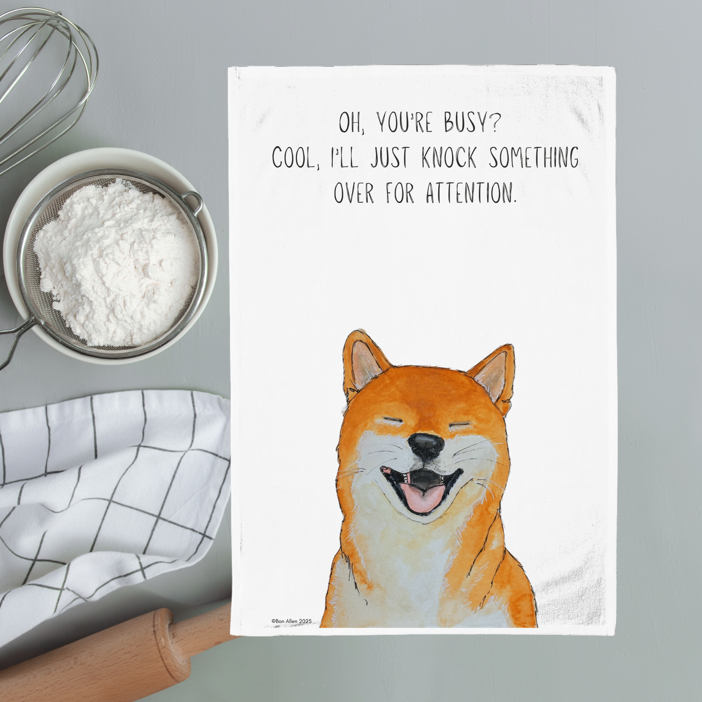 Shiba Inu Chaos Coordinator Tea Towel – Expect the Unexpected
