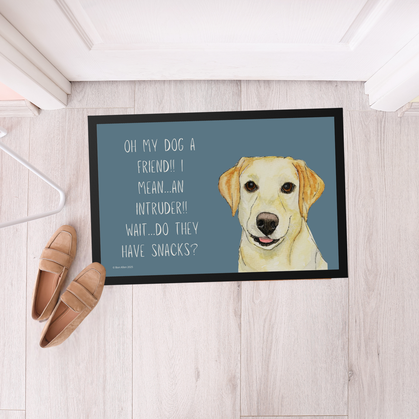 Yellow Labrador Welcome Mat – Is It a Friend, Intruder… or Snack Delivery?!