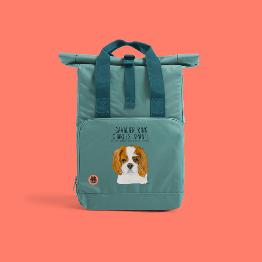 The Royal Companion: Sustainable Backpack Featuring Your Cavalier Shadow with Attitude