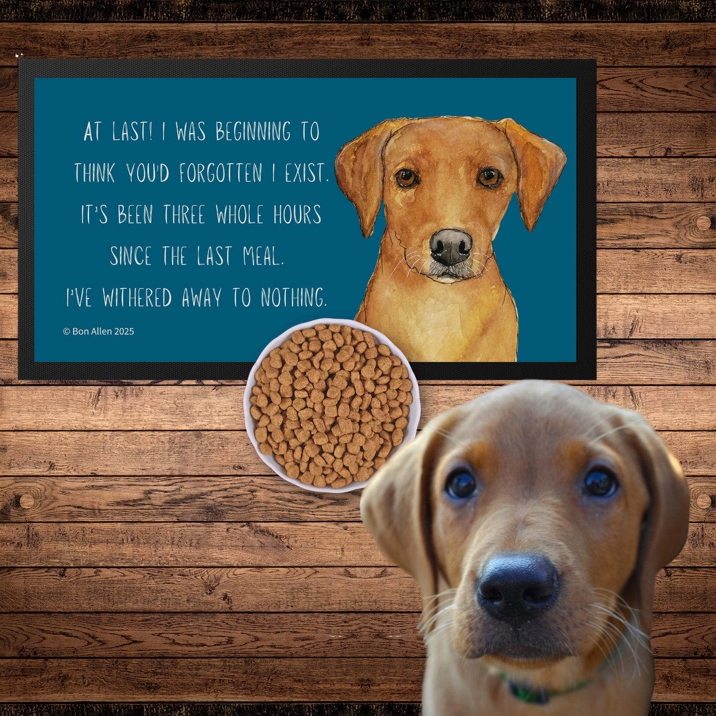 Starving Since Breakfast Pet Bowl Mat – Featuring the Fox Red Labrador