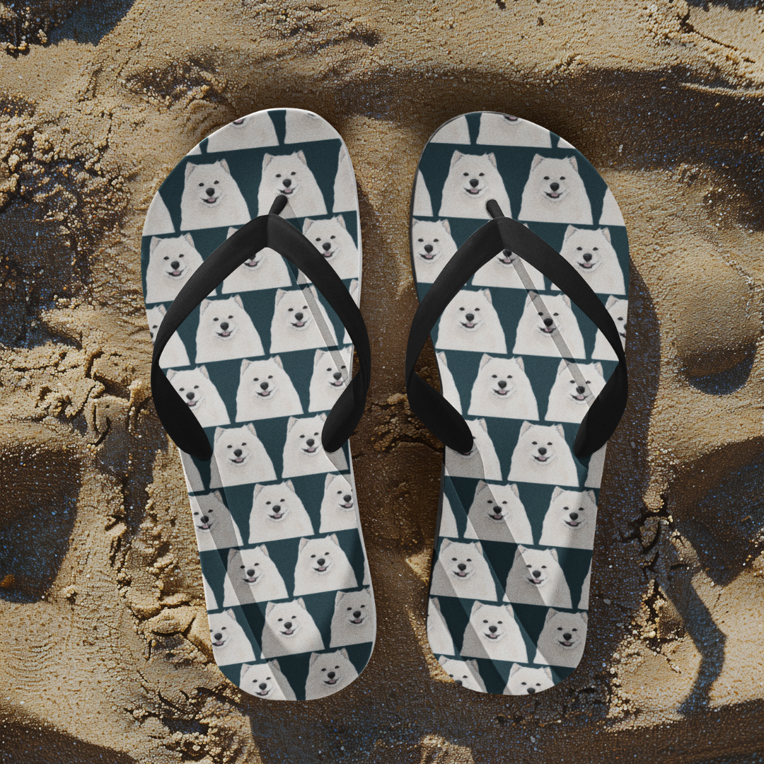 Samoyed Flip Flops: Walk in Comfort & Cuteness with Everyone’s Best Friend!