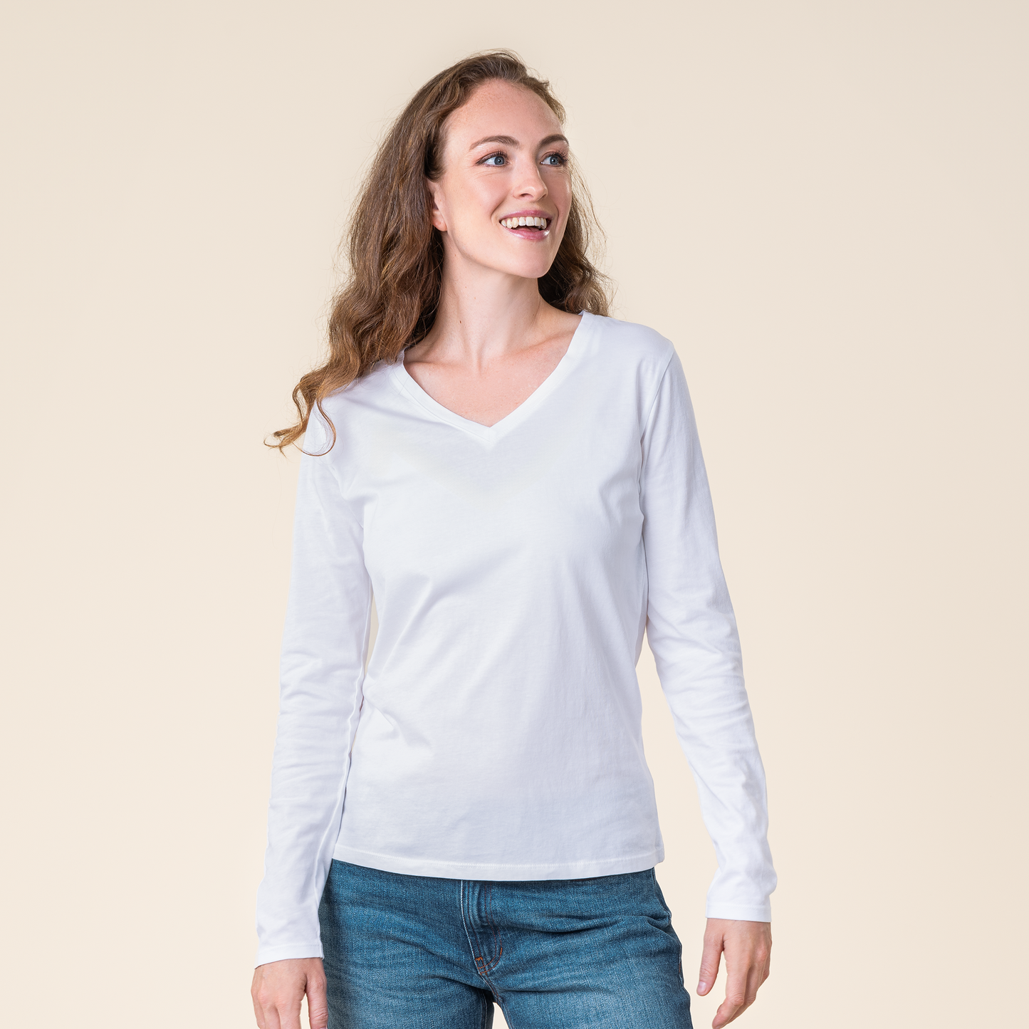 Organic Long Sleeve V-neck: Womens