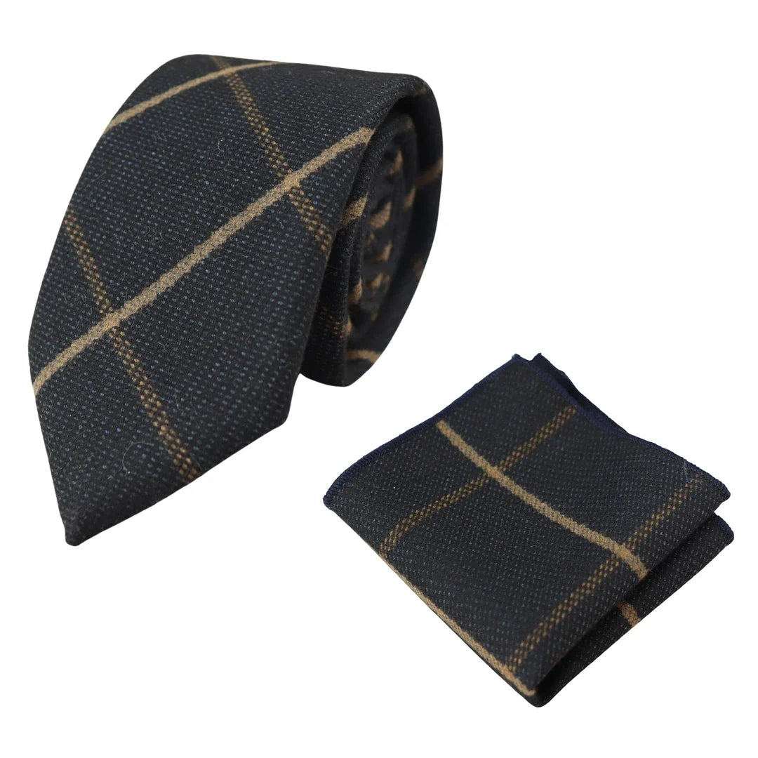 Men's Tweed Herringbone Tie & Pocket Square Set