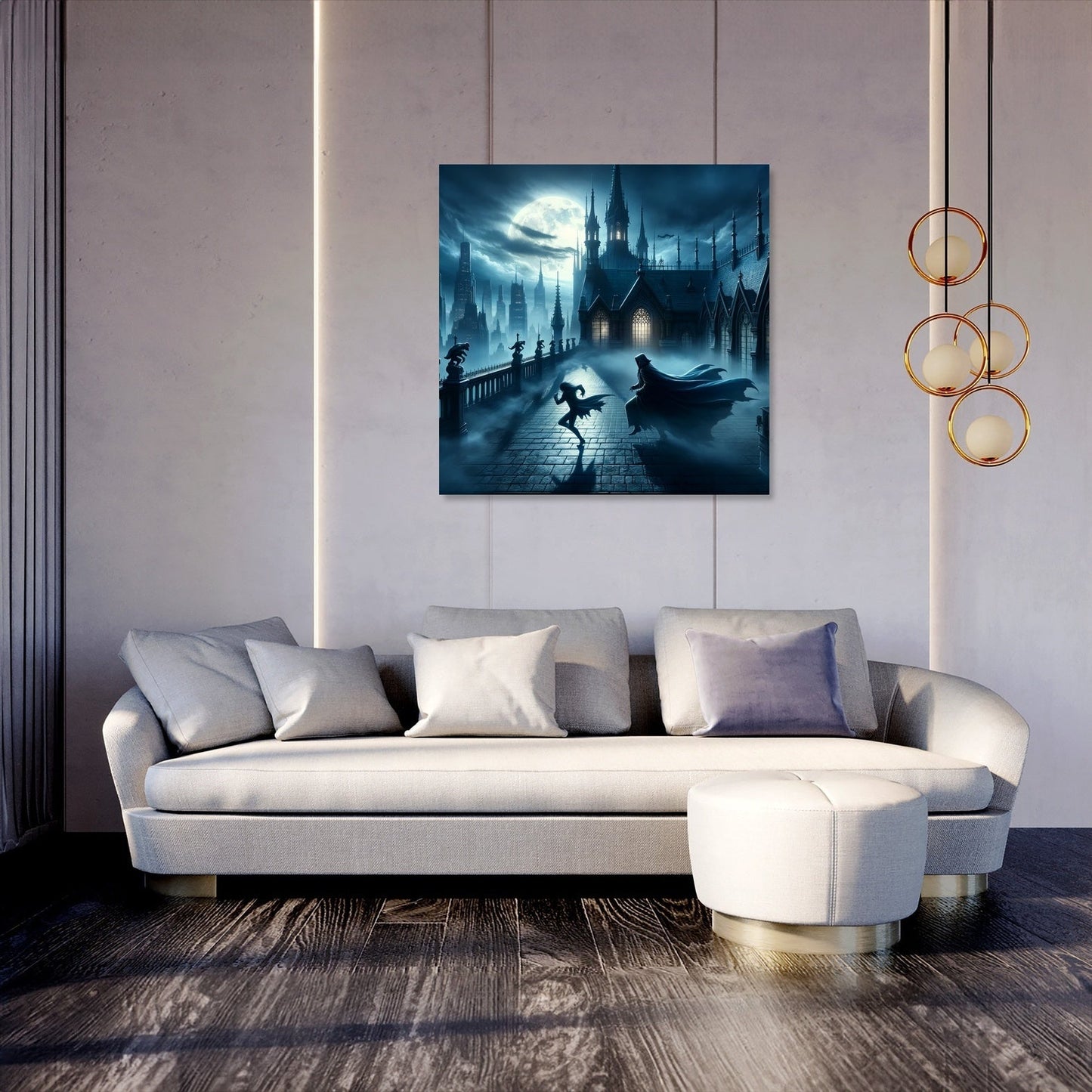 Gothic Rooftop Pursuit Canvas