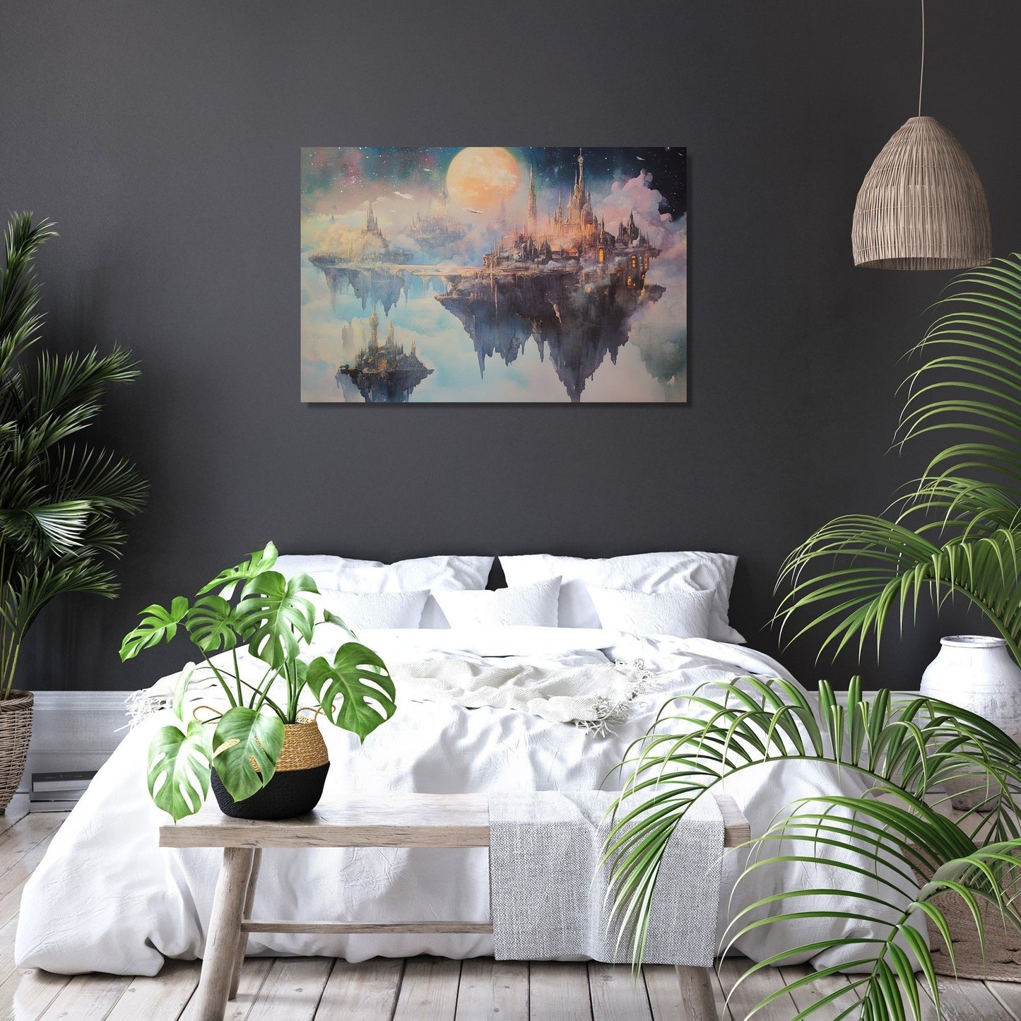 Moonlit Floating City Canvas