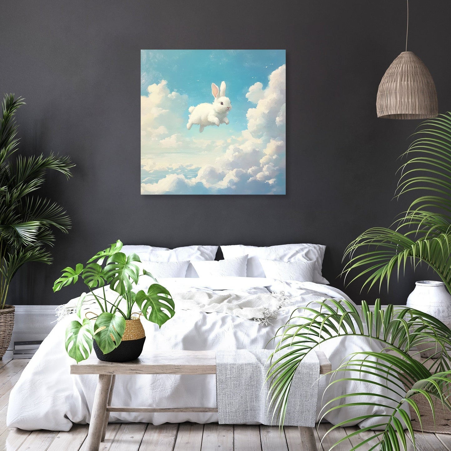 Fluffy Clouds Bunny Canvas
