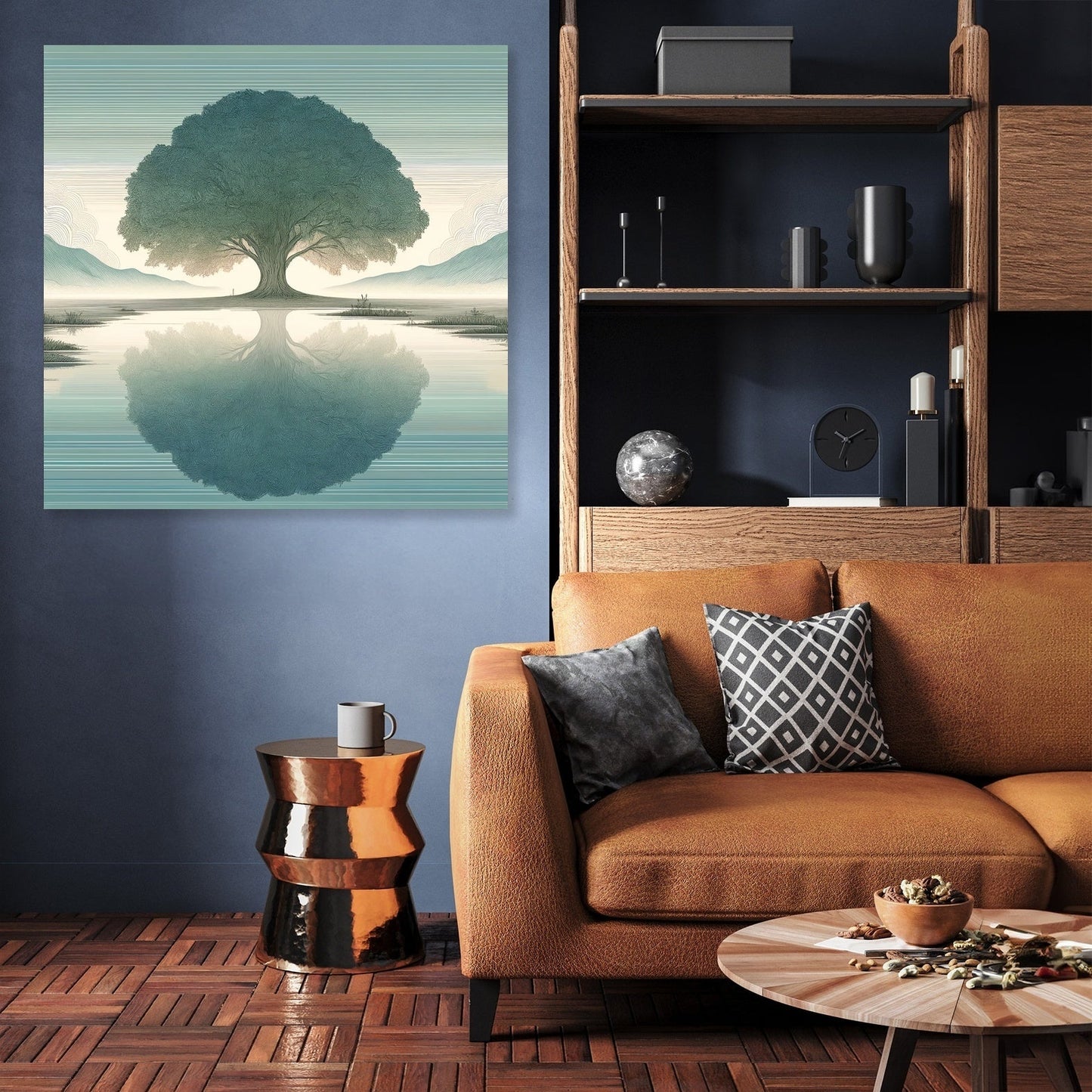 The Lonely Tree on a Misty Morning Canvas
