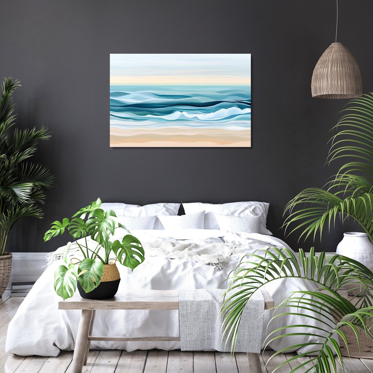 Tranquil Beach Waves Canvas