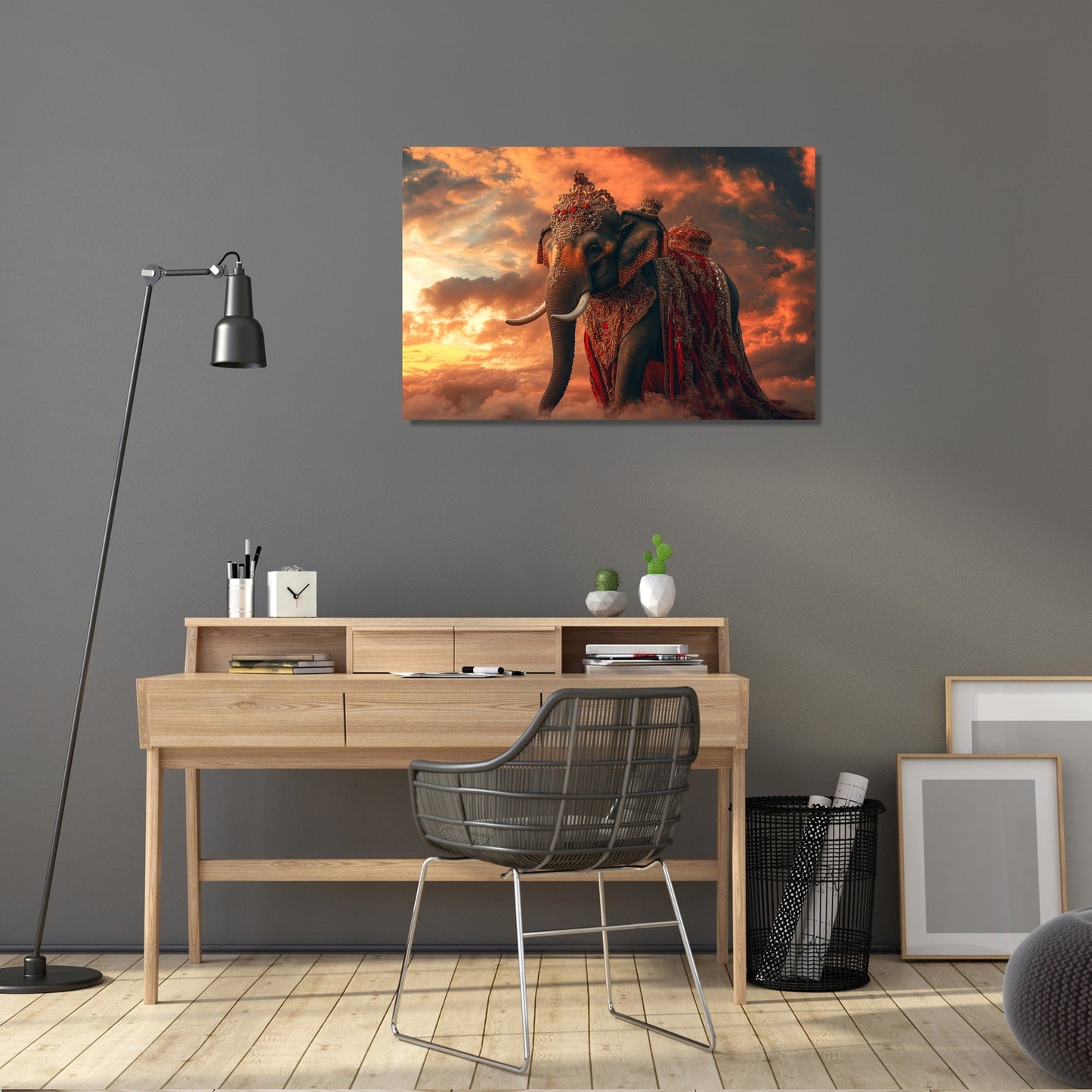 Majestic Sunset Elephant Canvas
