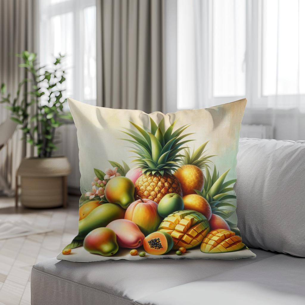 Tropical Fruit Serenade Cotton Cushion