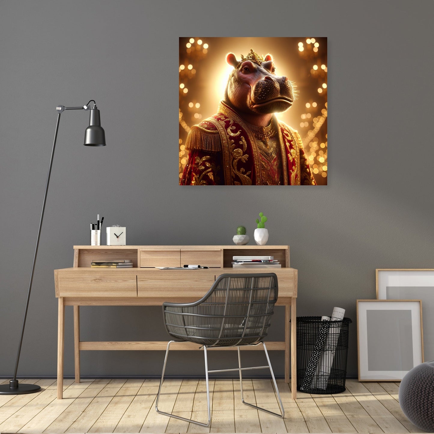 Regal Hippopotamus Elegance Canvas