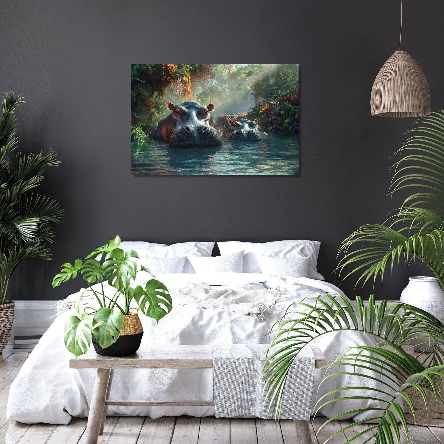 Hippo Family Reverie Canvas