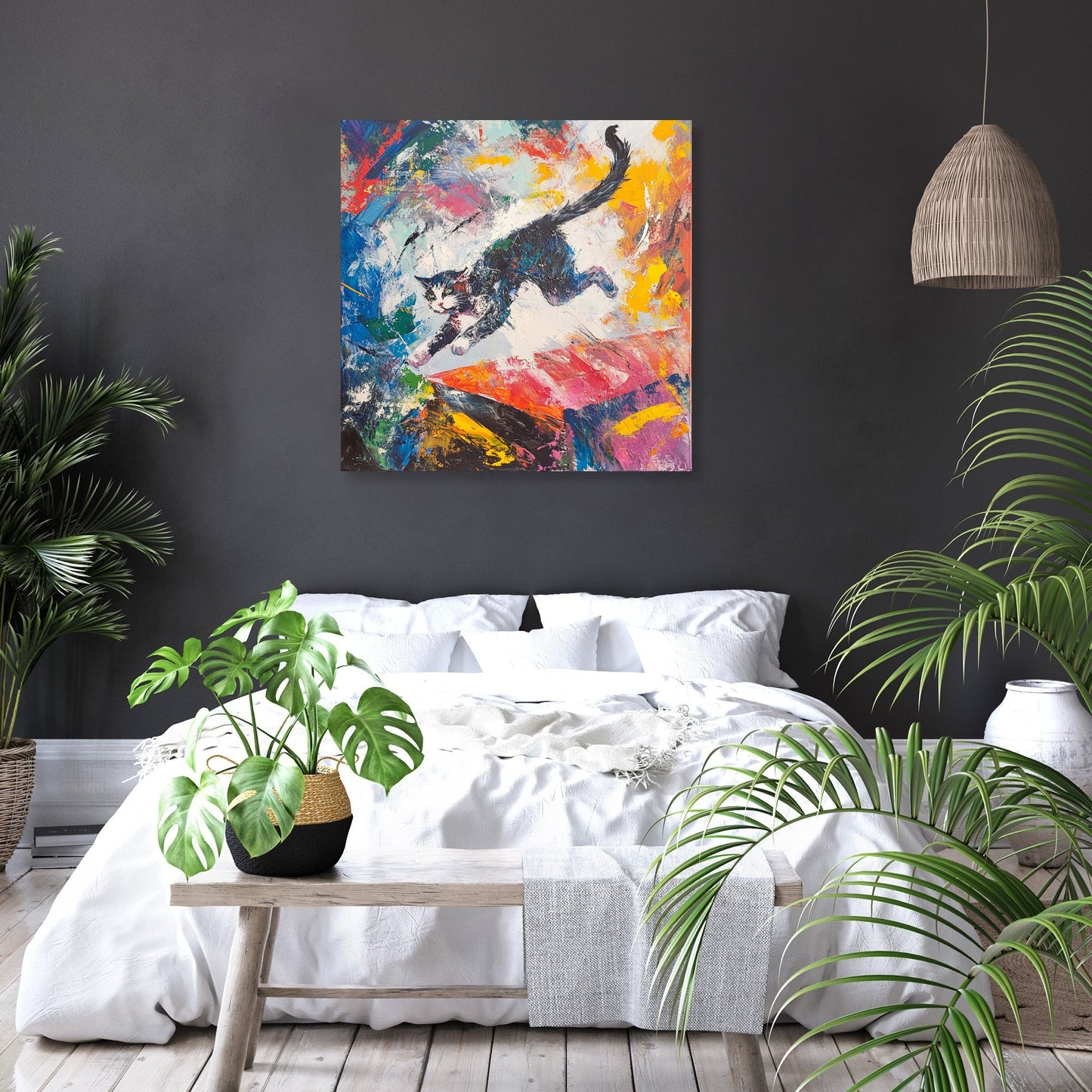 Leaping Cat Canvas