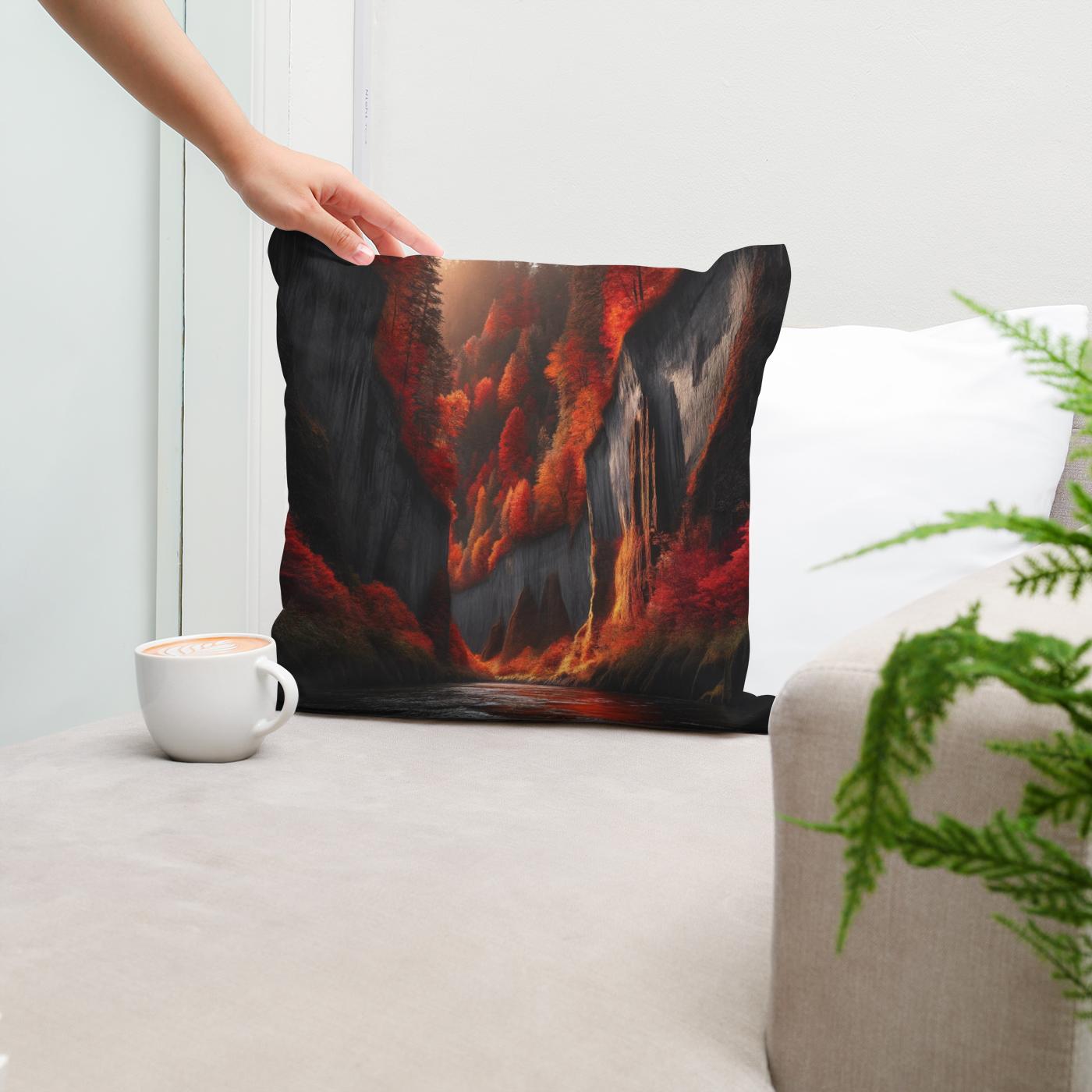 Autumn Canyon River Cotton Cushion