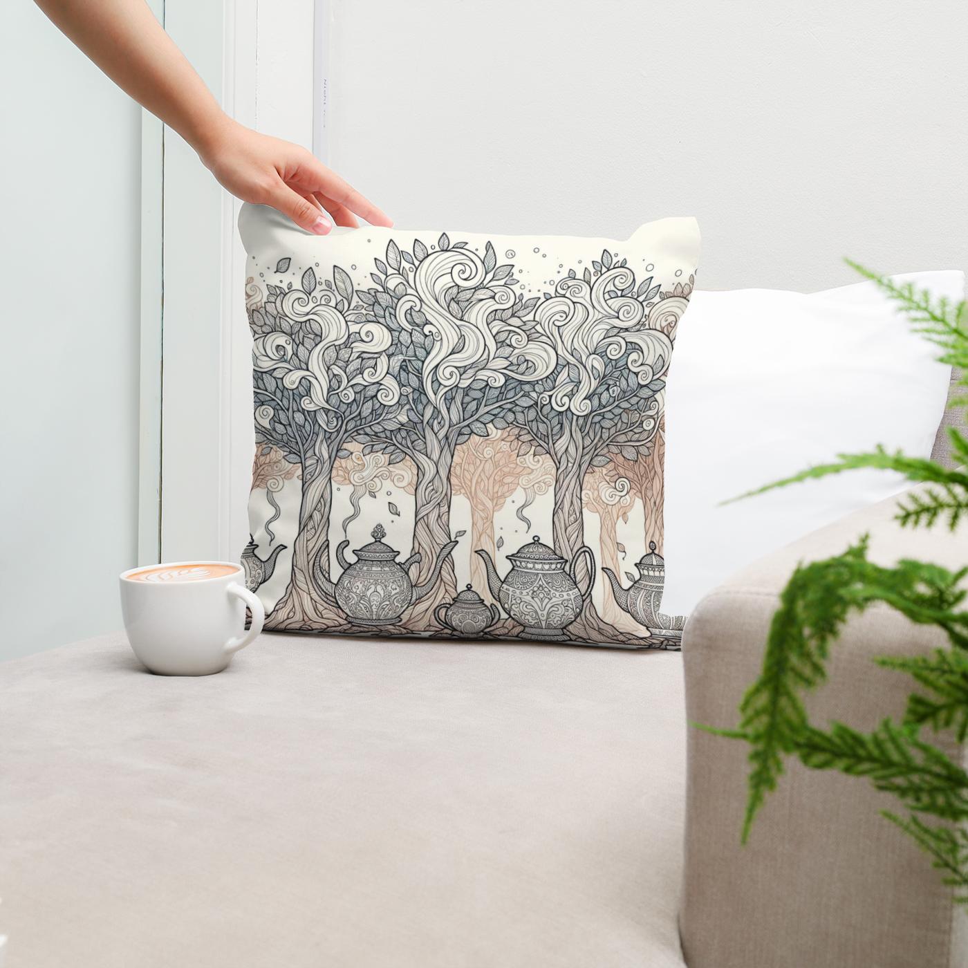 Teapot Forest Cotton Cushion