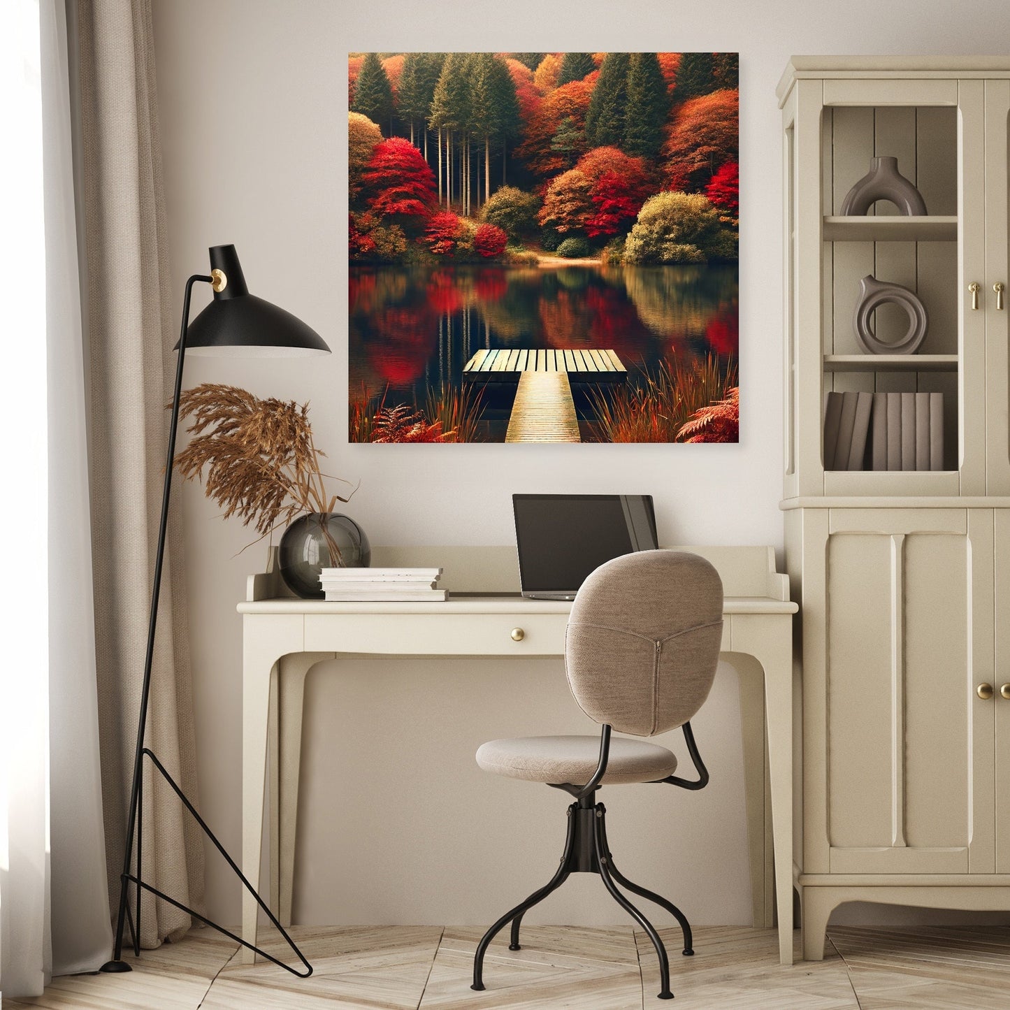 Autumn Lake Tranquillity Canvas