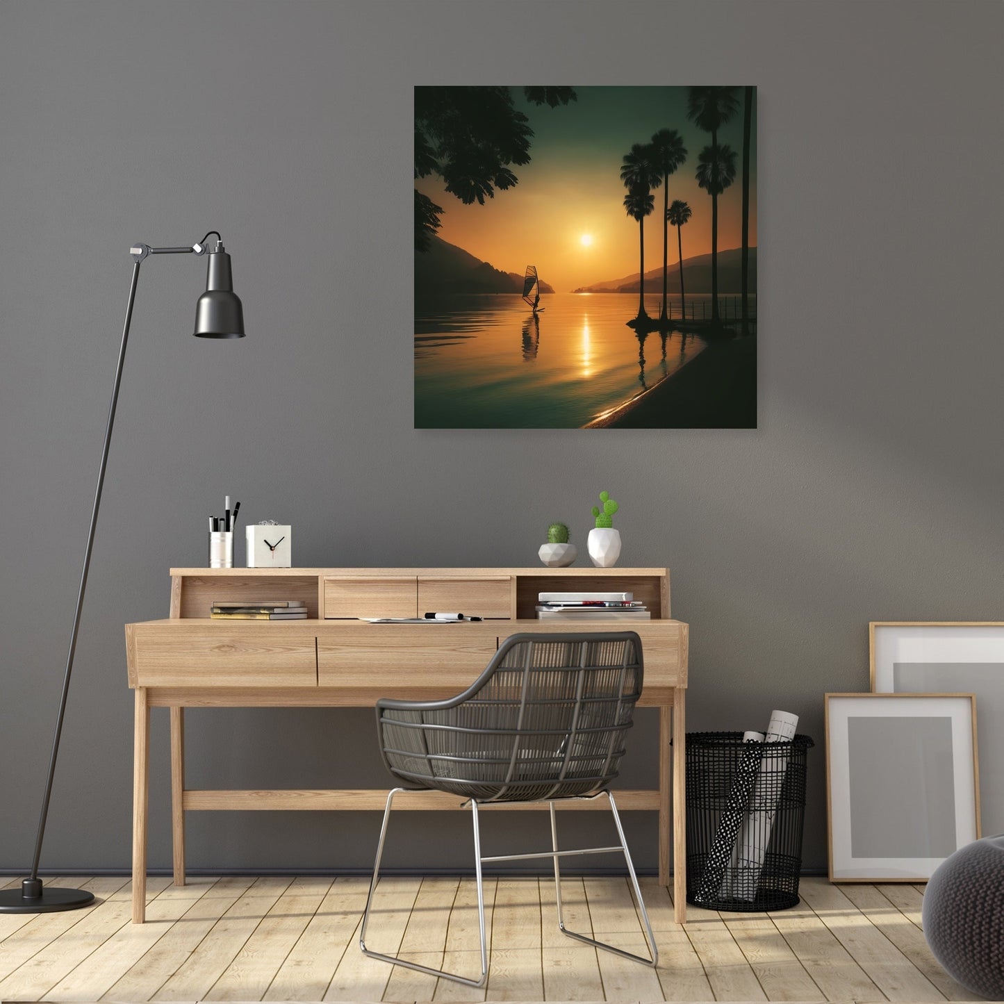 Lakeside Dusk Solitude Canvas