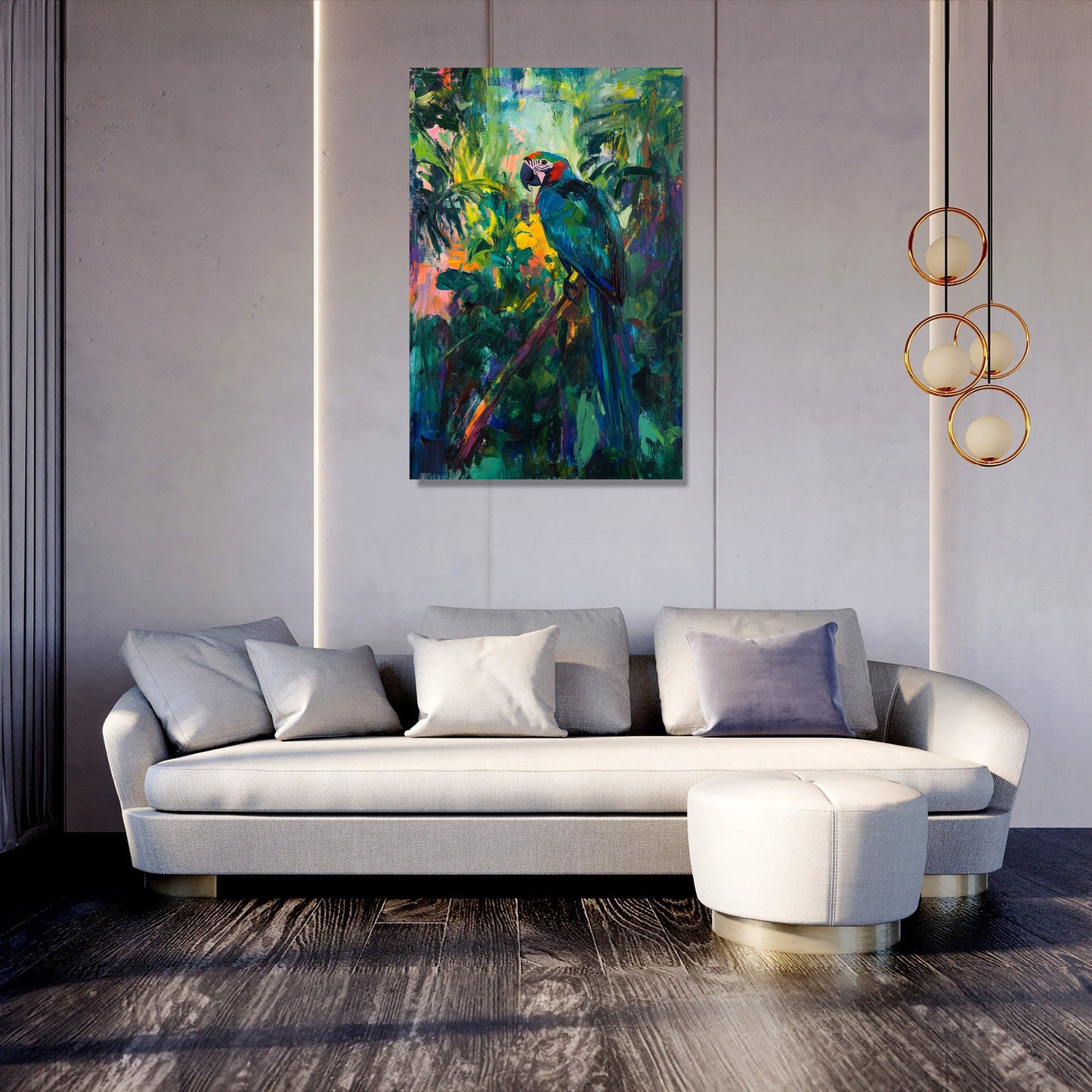 Parrot on Branch Canvas