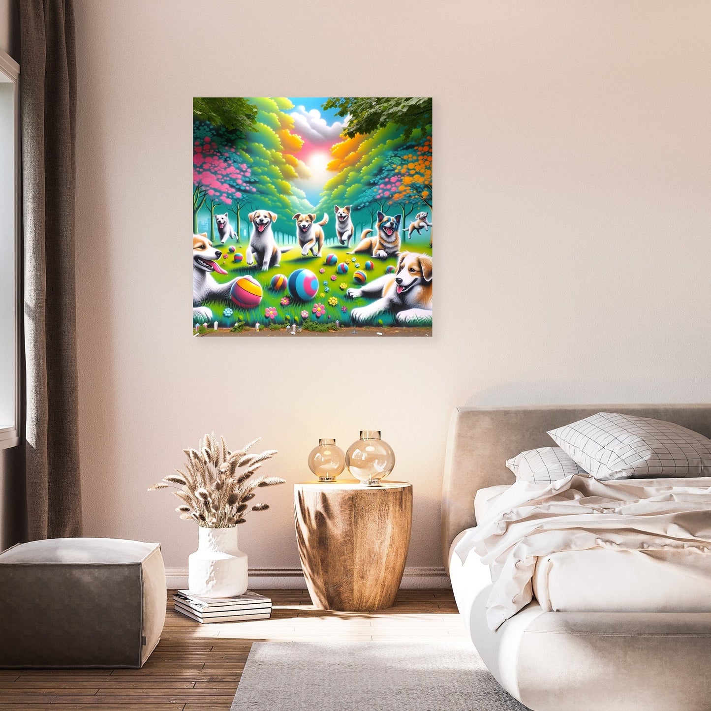 Joyful Dogs in the Park Canvas