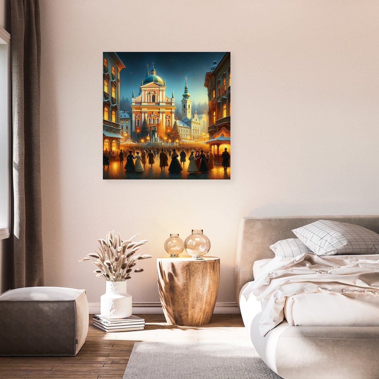 Festive Evening at Prešeren Square Canvas