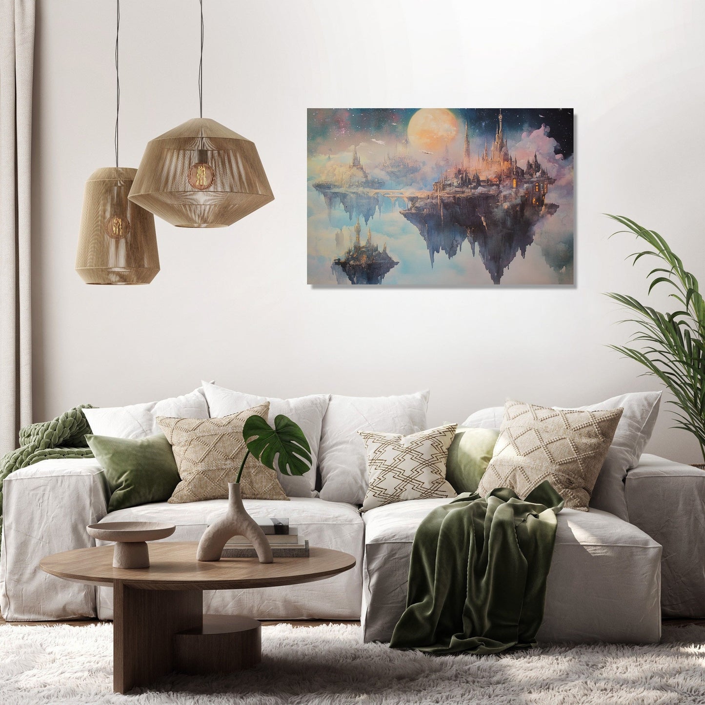 Moonlit Floating City Canvas